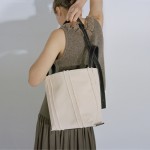 Raw-edged canvas tote bag cross-body cowhide